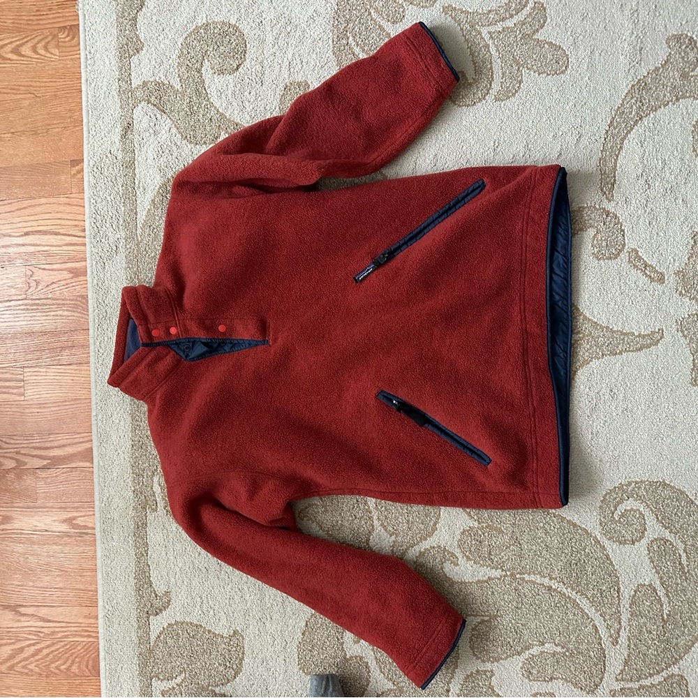 Vintage Patagonia Men's Red Sweater with Zipper Accents